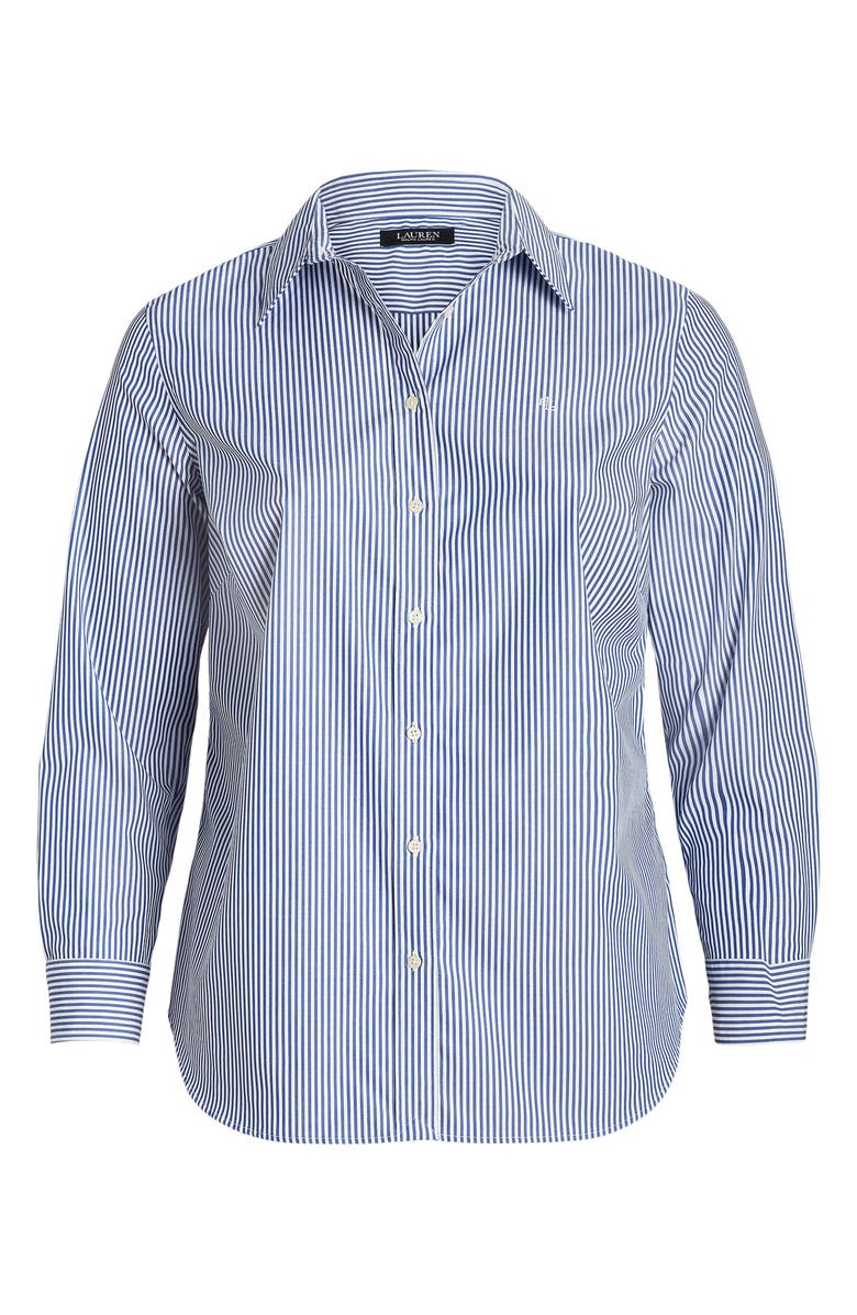 Lauren Ralph Lauren Stripe Easy Care Cotton Button-Up Shirt, Alternate, color, Blue/ White
