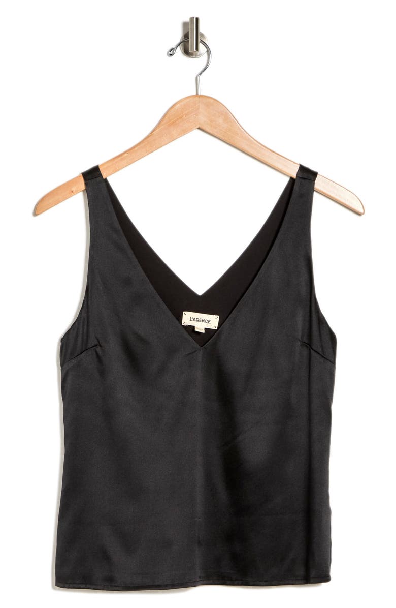 L'AGENCE LAGENCE Willow Silk Blend Bias V-Neck Top, Alternate, color, 