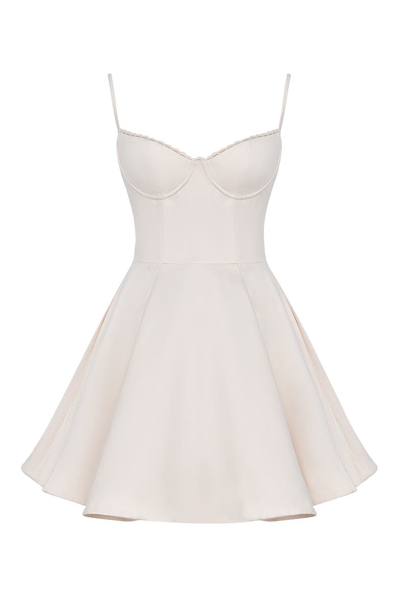 Minimoiselle Bustier Stretch Satin Minidress, Alternate, color, VINTAGE CREAM