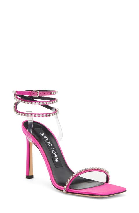 Crystal Embellished Ankle Wrap Sandal (Women)