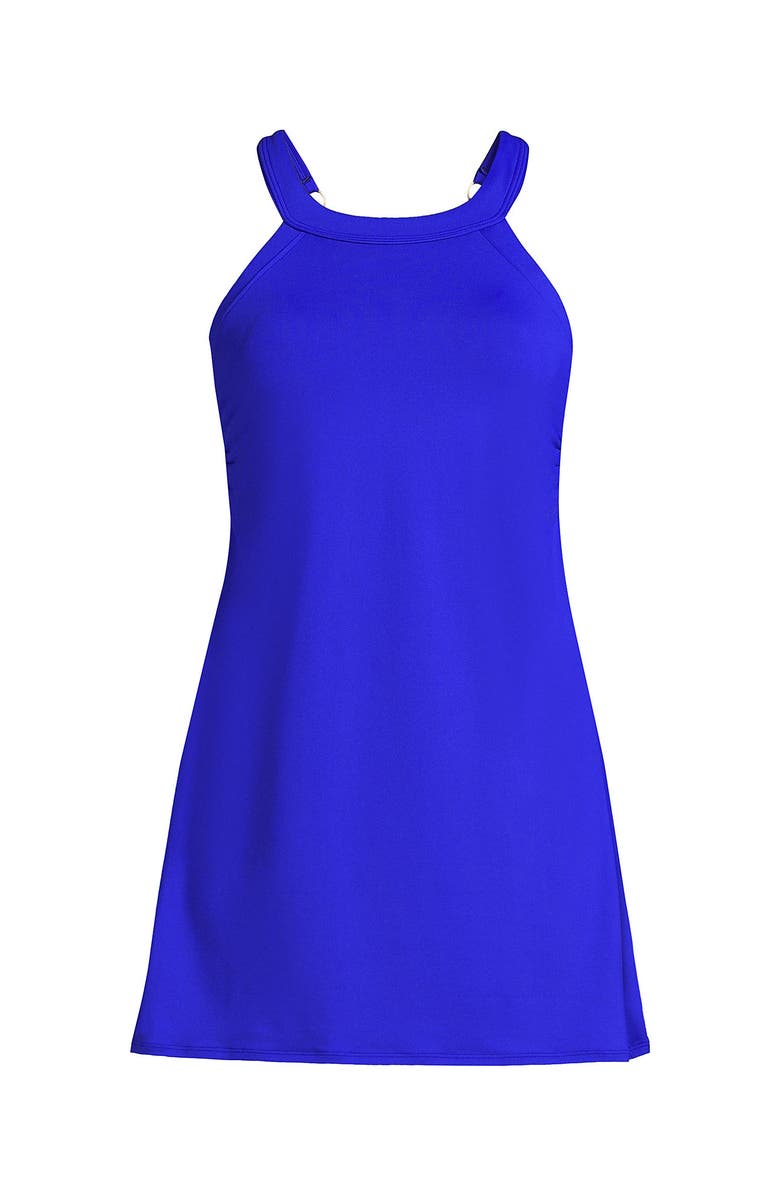 Lands' End High Neck Swim Dress Swimsuit, Alternate, color, 