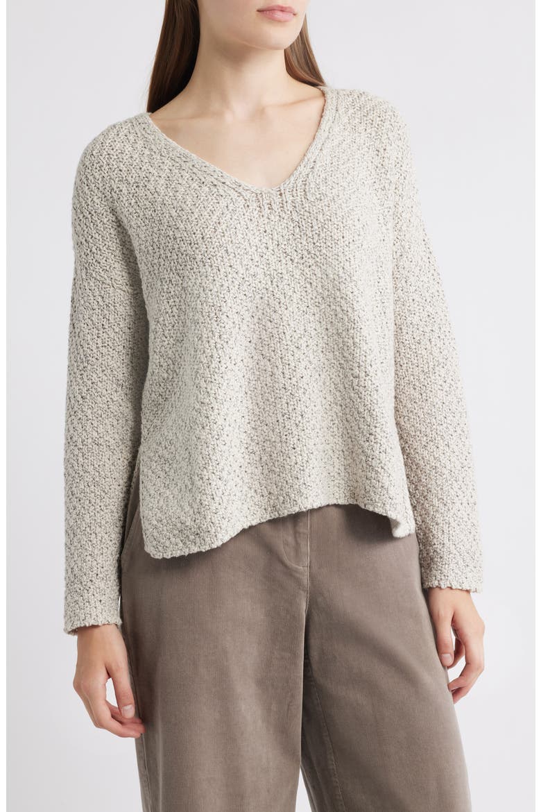 V-Neck Organic Cotton Sweater, Main, color, SEA SALT