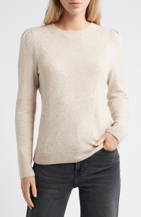 Pointelle Detail Crewneck Sweater