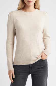 Caslon® Pointelle Detail Crewneck Sweater