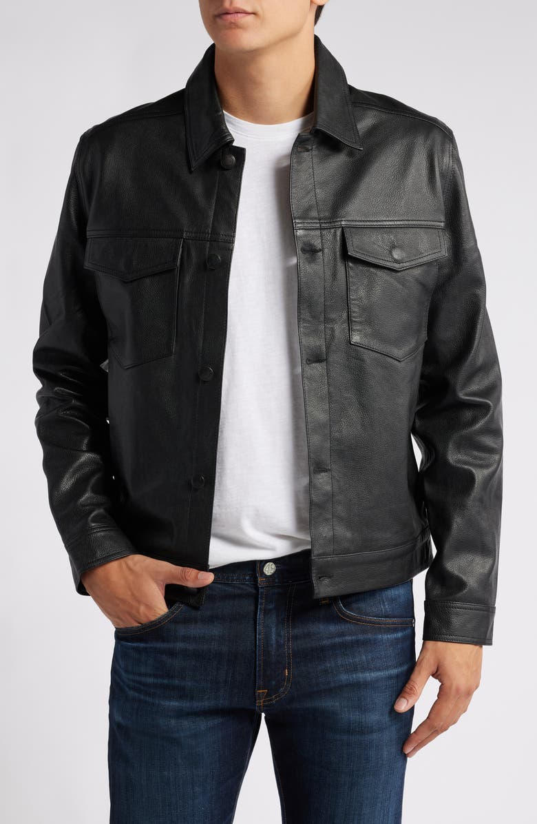 DL1961 Vaughn Leather Trucker Jacket, Main, color, 