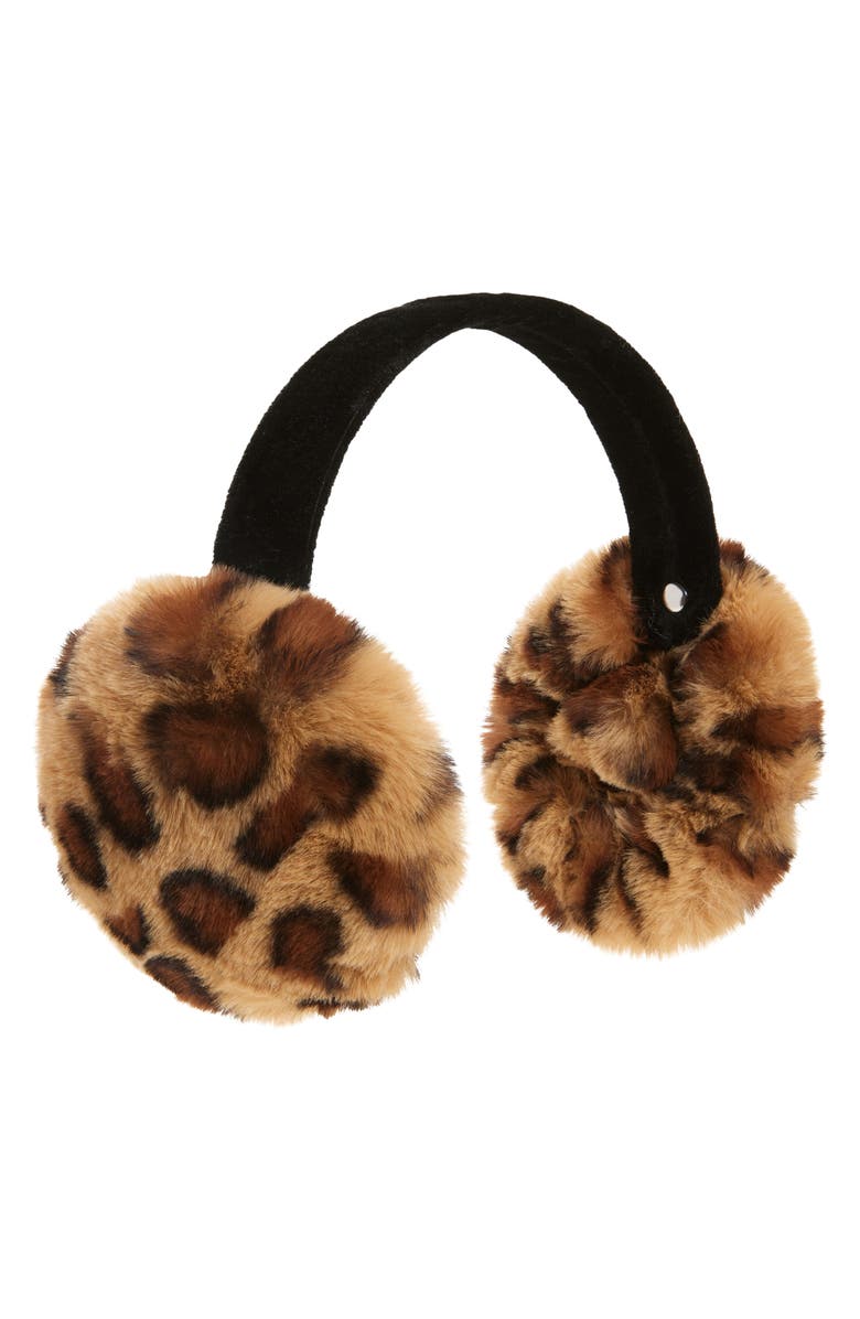 SURELL Kids' Faux Fur Earmuffs, Main, color, Leopard