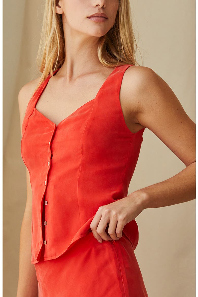 Sweetheart Cupro Top, Alternate, color, Poppy