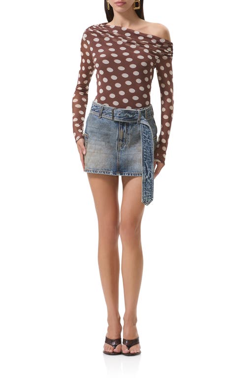 Afrm Barry One-shoulder Mesh Top In Brown