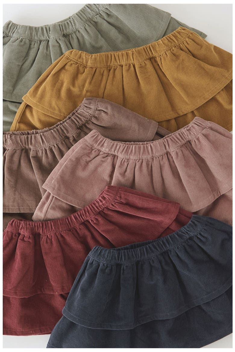 Kids' Tiered Corduroy Skirt, Alternate, color, PORTOBELLO