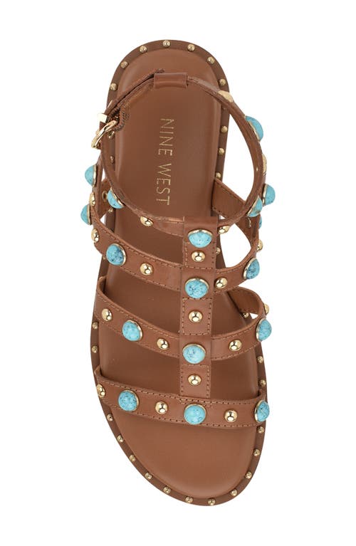 Nine West Mindela Studded Gladiator Sandal In Medium Brown