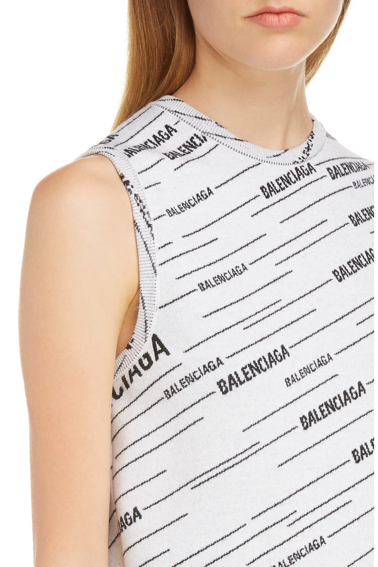 Jacquard Stripe Logo Sweater, Alternate, color, WHITE/ BLACK