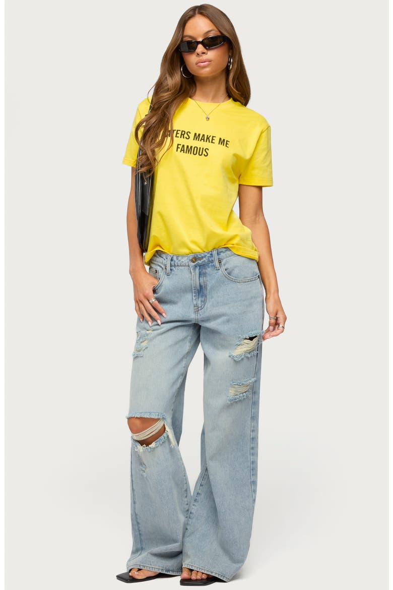 Haters Make Me Famous Cotton Graphic T-Shirt, Alternate, color, YELLOW