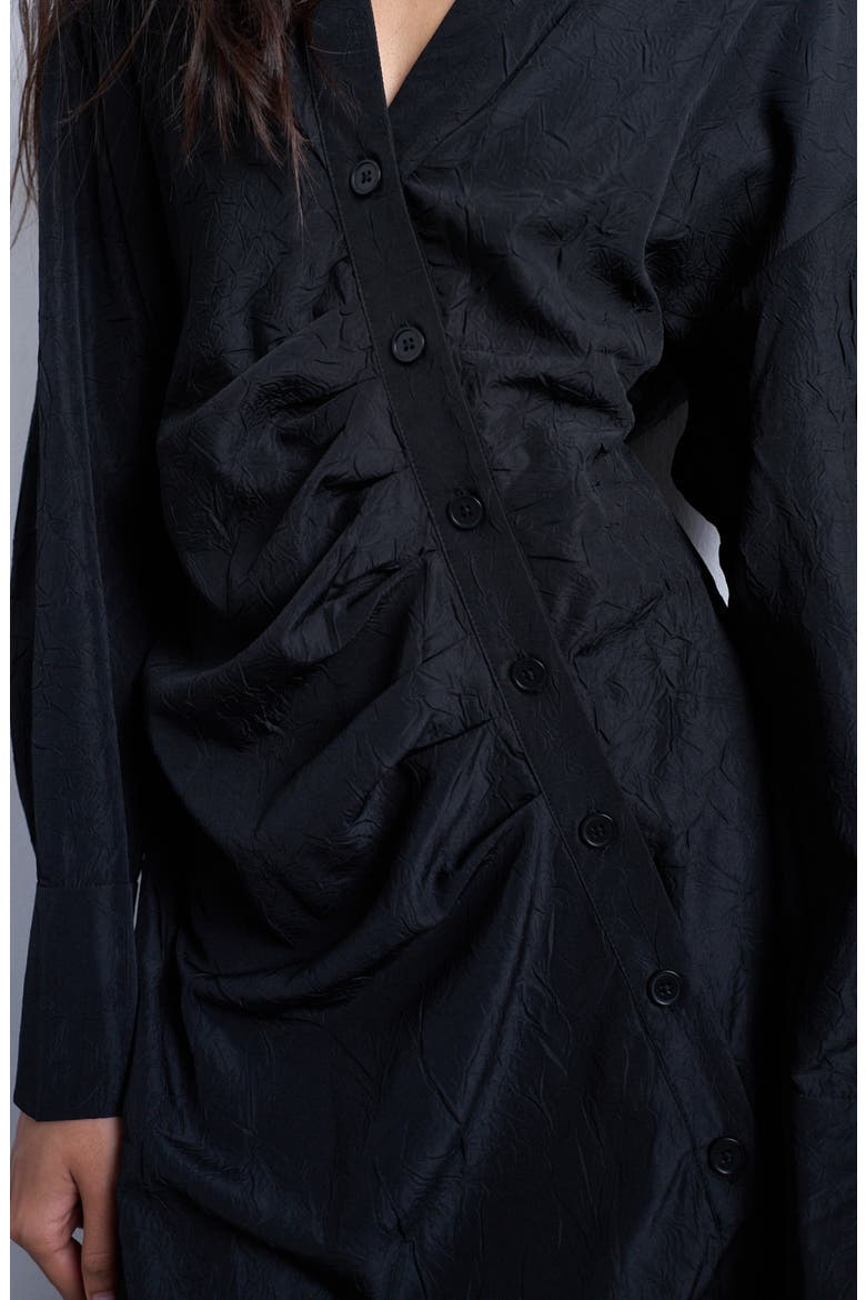 Long Sleeve Textured Shirtdress, Alternate, color, BLACK