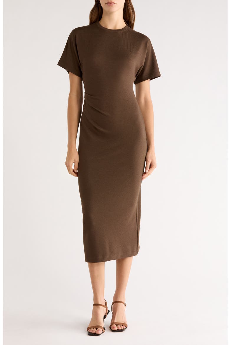 Side Ruched Midi Dress, Main, color, WILLOW