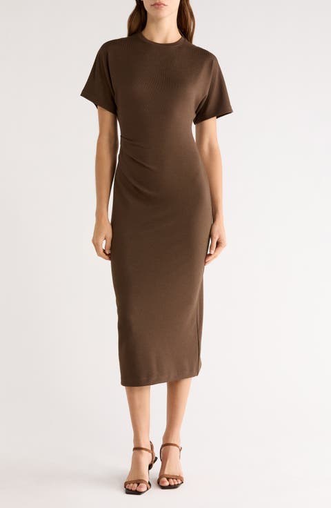 Side Ruched Midi Dress
