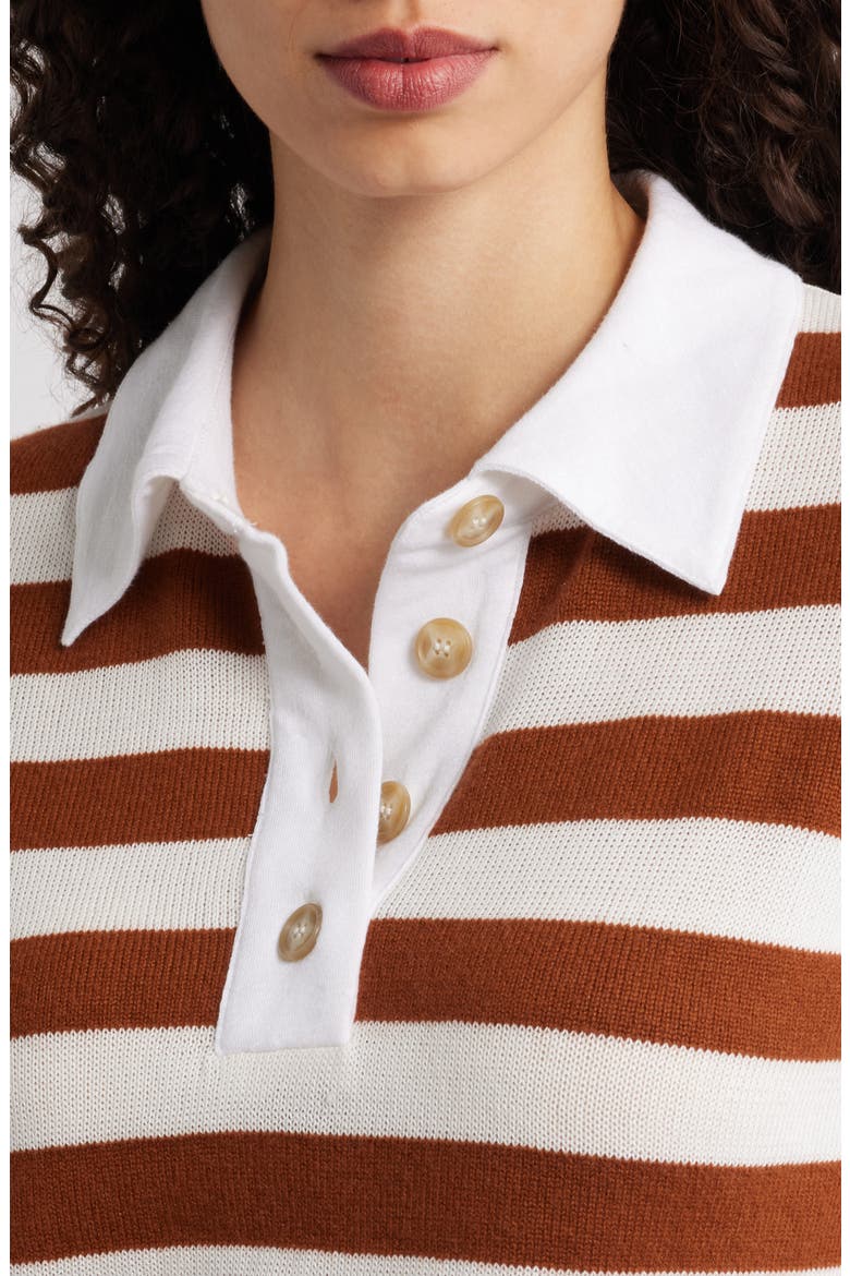 The Bold Stripe Cashmere & Cotton Polo, Alternate, color, CHESTNUT MULTI