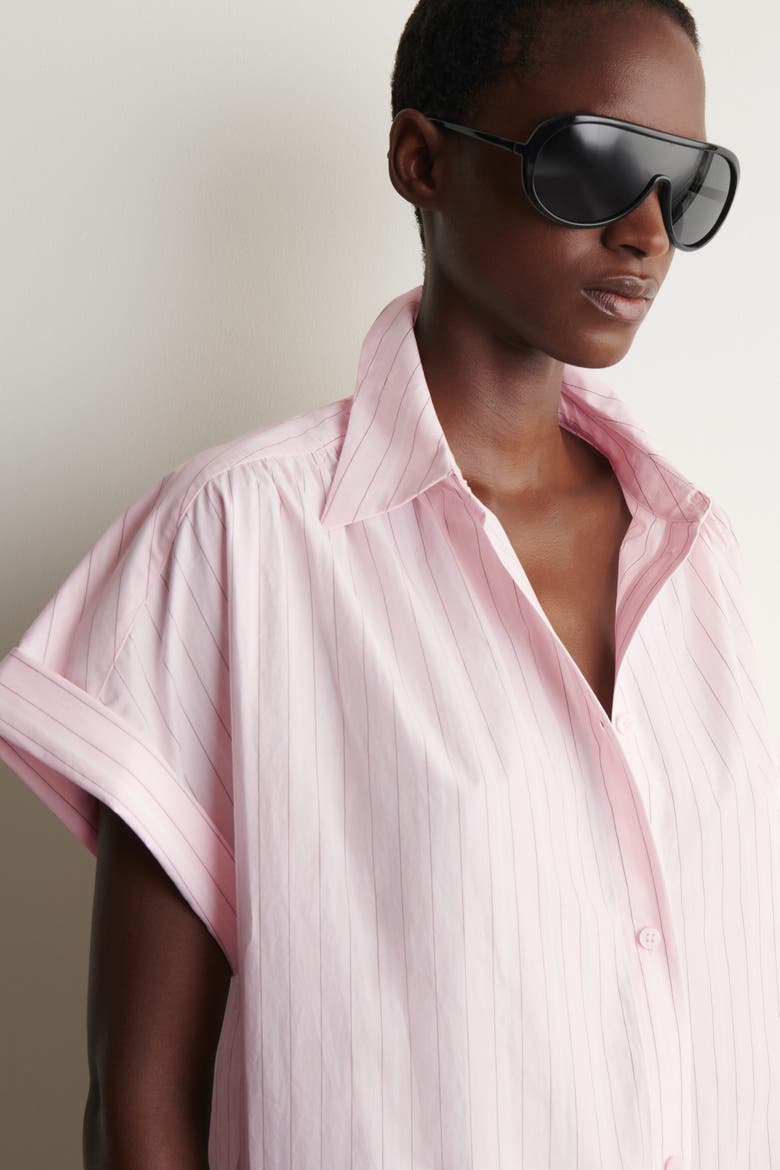 striped shirt dress short sleeve Striped Crew Neck Mini T-shirt Dress