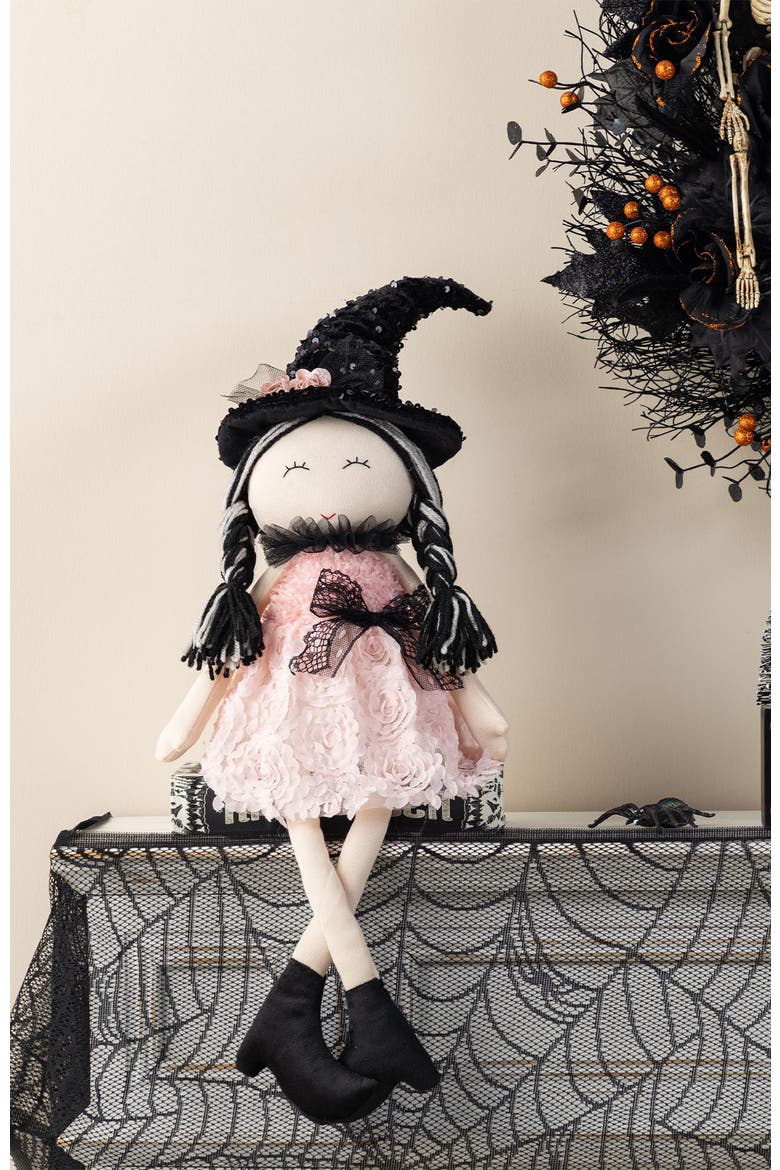 Halloween Fabric Dressed Witch or Pumpkin Sitter, Alternate, color, Pink