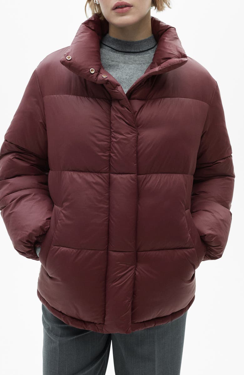 MANGO Quilted Puffer Coat, Main, color, Maroon