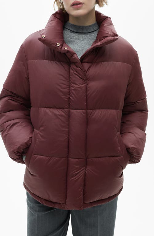 Mango Quilted Puffer Coat In Maroon