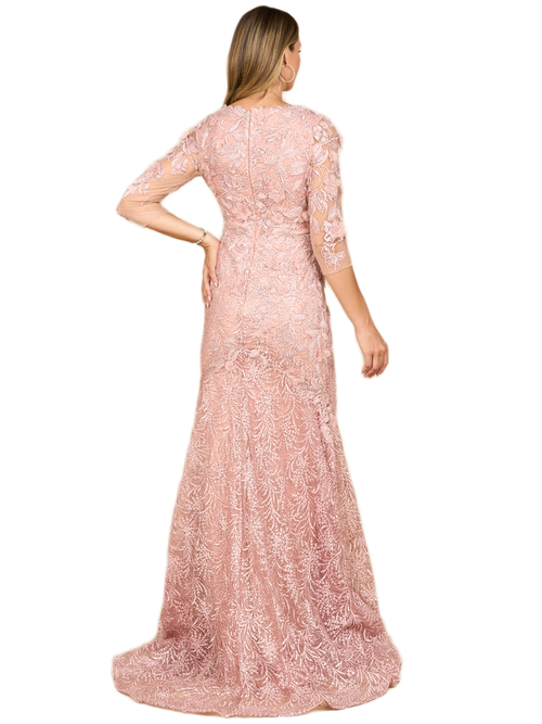 Lara New York Short Sleeve Lace Mermaid Gown In Pink