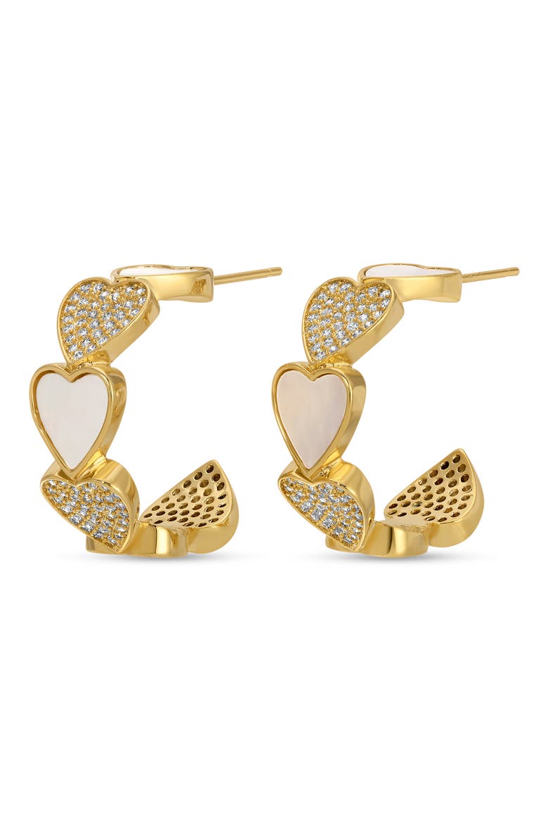Lucille Cubic Zirconia Heart Huggie Hoop Earrings, Main, color, GOLD