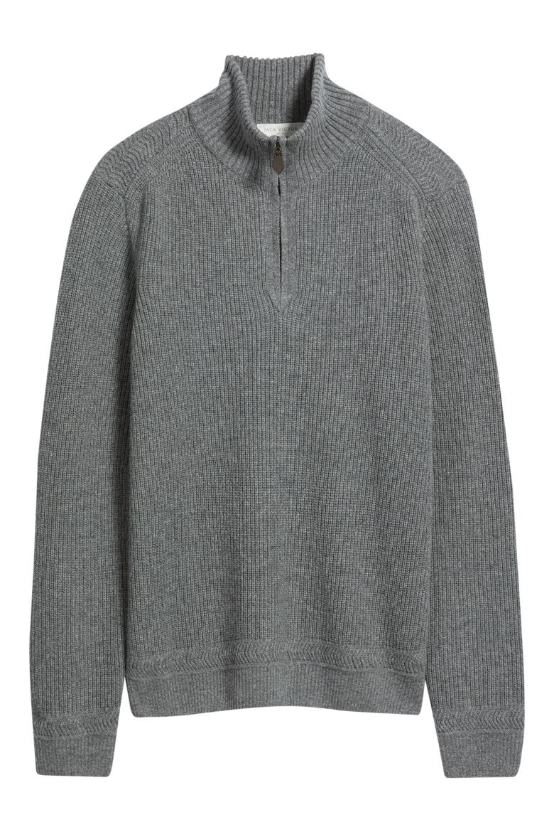 Wool & Cashmere Half Zip Sweater, Main, color, CHARCOAL