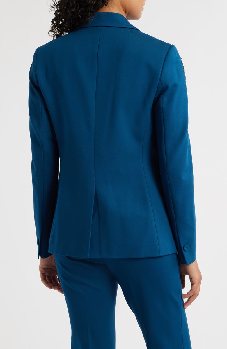 Anne Klein Embellished One-Button Blazer, Alternate, color, Baltic Teal