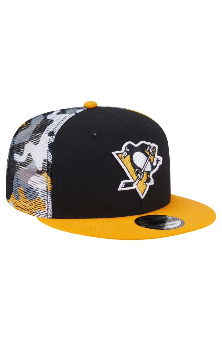 New Era Men's New Era Black/Gold Pittsburgh Penguins Camo Meshback 9FIFTY Snapback Hat, Alternate, color, Black