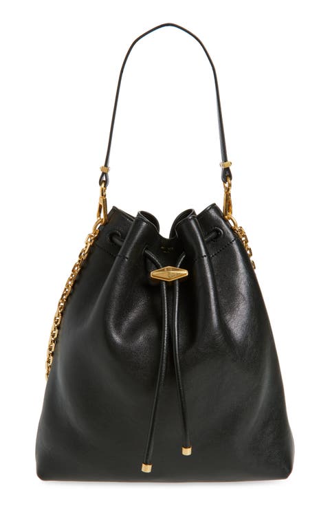 Cinch Leather Bucket Bag
