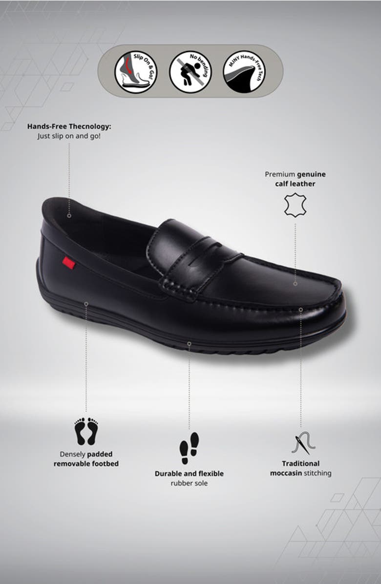 Marc Joseph New York John Street Hands Free Technology Leather Penny Loafer, Alternate, color, Black Napa Leather