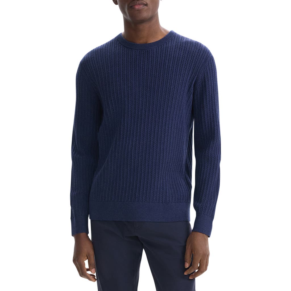 Theory Riland Cabled Cotton Crewneck Sweater