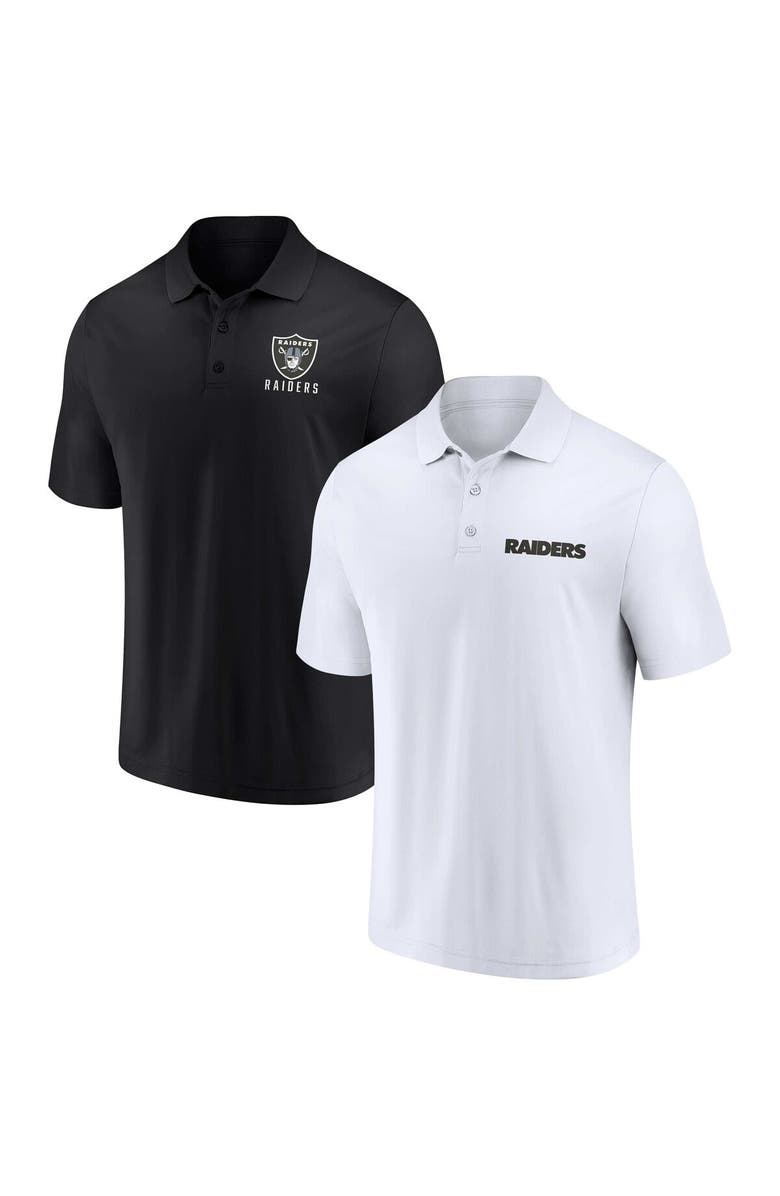 FANATICS Men's Fanatics Branded White/Black Las Vegas Raiders Lockup Two-Pack Polo Set, Main, color, White