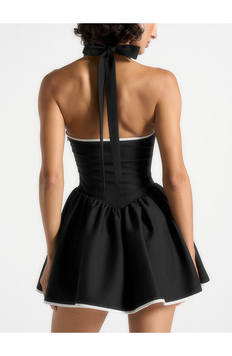 Manière De Voir Roxana Halter Neck Belted Mini Dress, Alternate, color, Black