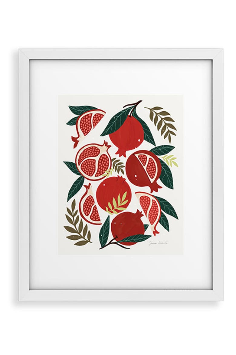 Pomegranates Pattern Framed Art Print, Main, color, RED/ GREEN