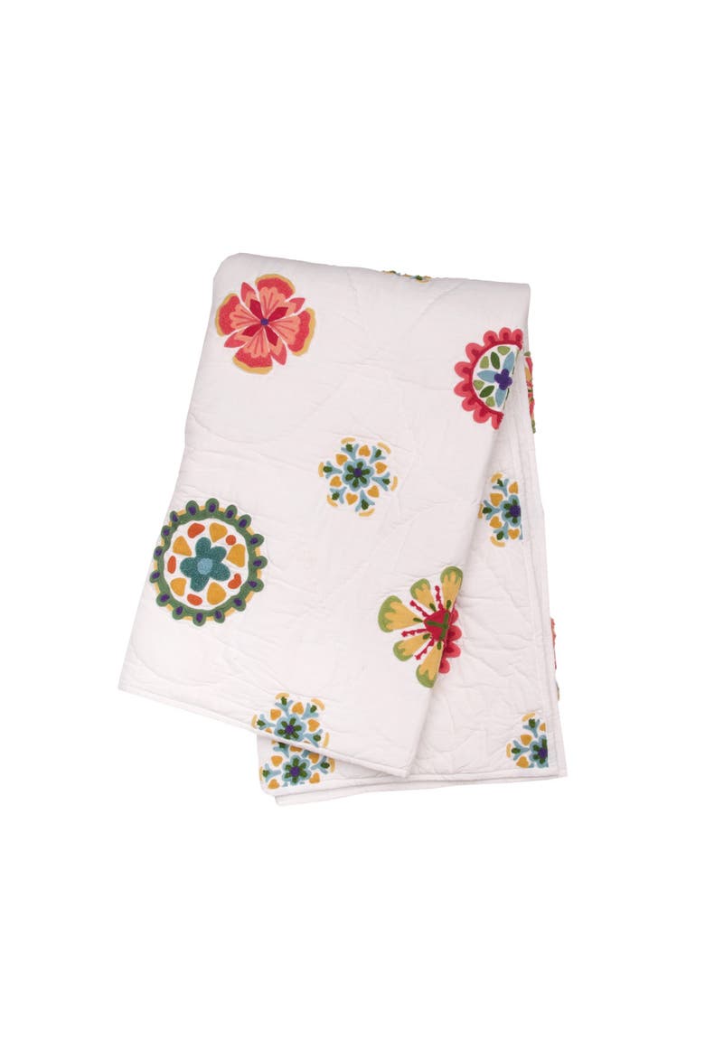 Fallon Botanical Cotton Blend Accent Throw Blanket 50" x 60", Main, color, Red