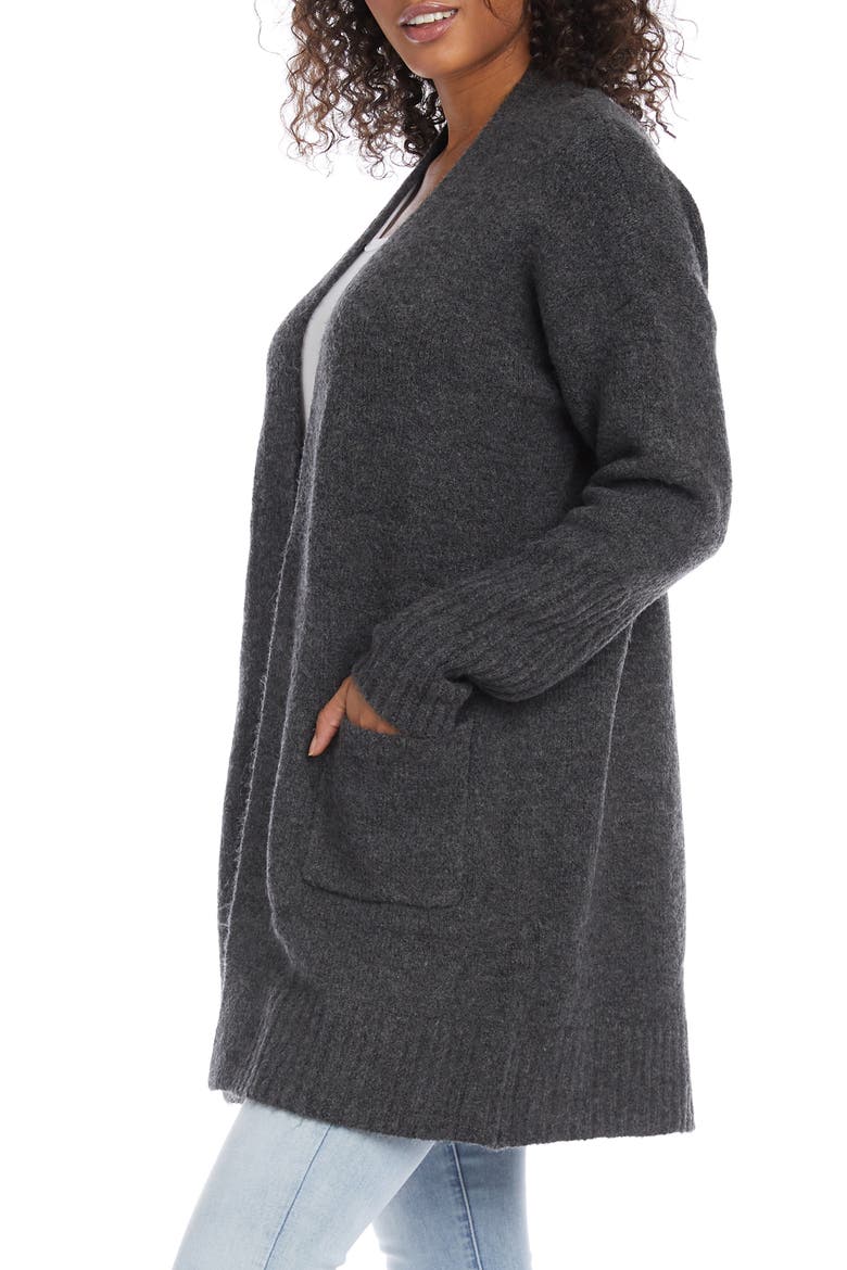 Open Front Cardigan, Alternate, color, CHARCOAL