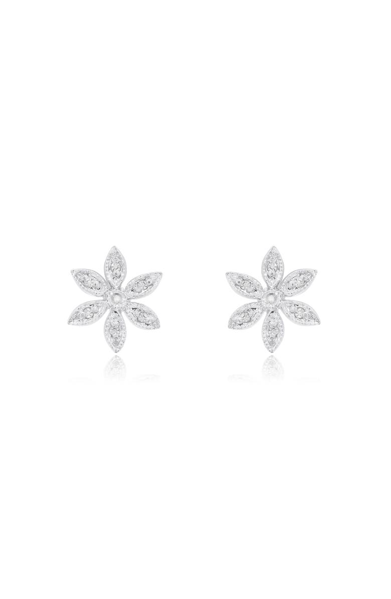 The Lovery Fine Jewelry Diamond Flower Stud Earrings, Alternate, color, White Gold