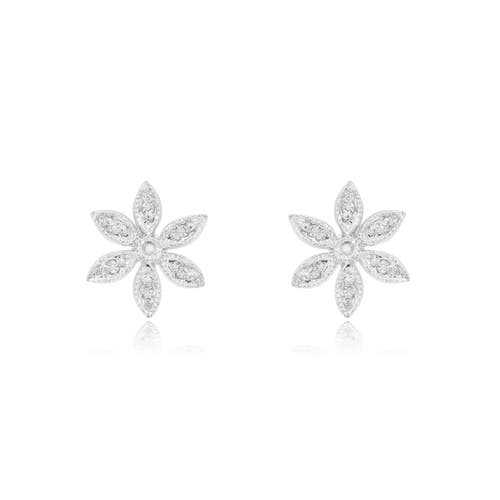 The Lovery Fine Jewelry Diamond Flower Stud Earrings In Metallic
