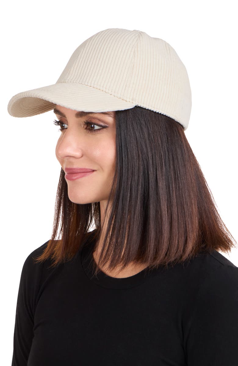 Bruno Magli Wide Wale Corduroy Baseball Cap, Alternate, color, Ivory