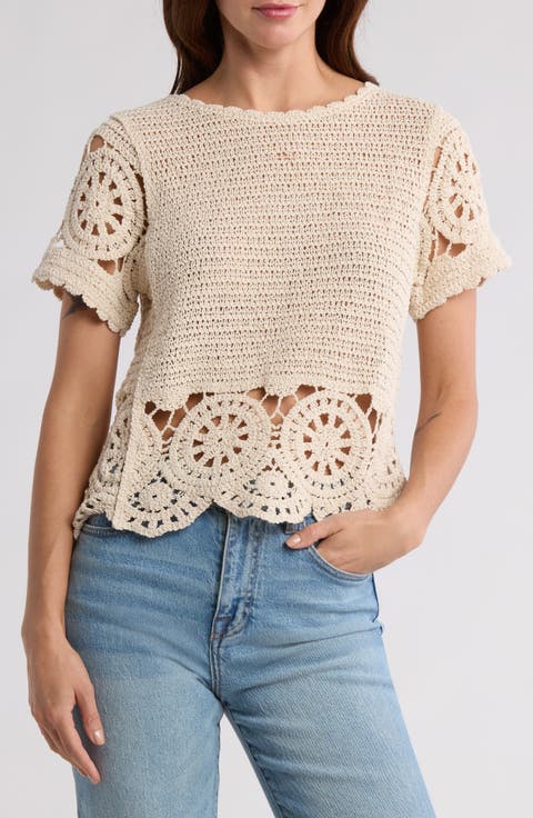 Crochet Stitch Short Sleeve Top
