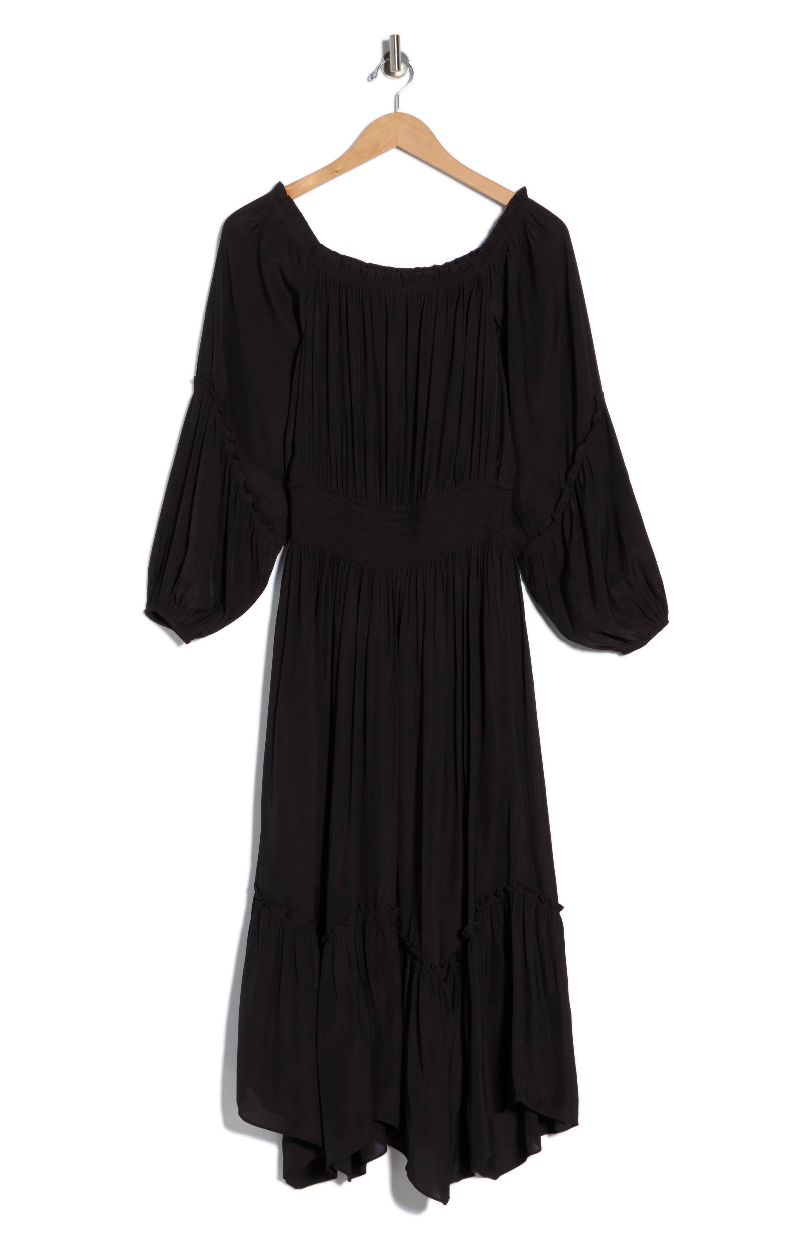 Ramy Brook Junia Smocked Waist Long Sleeve Maxi Dress