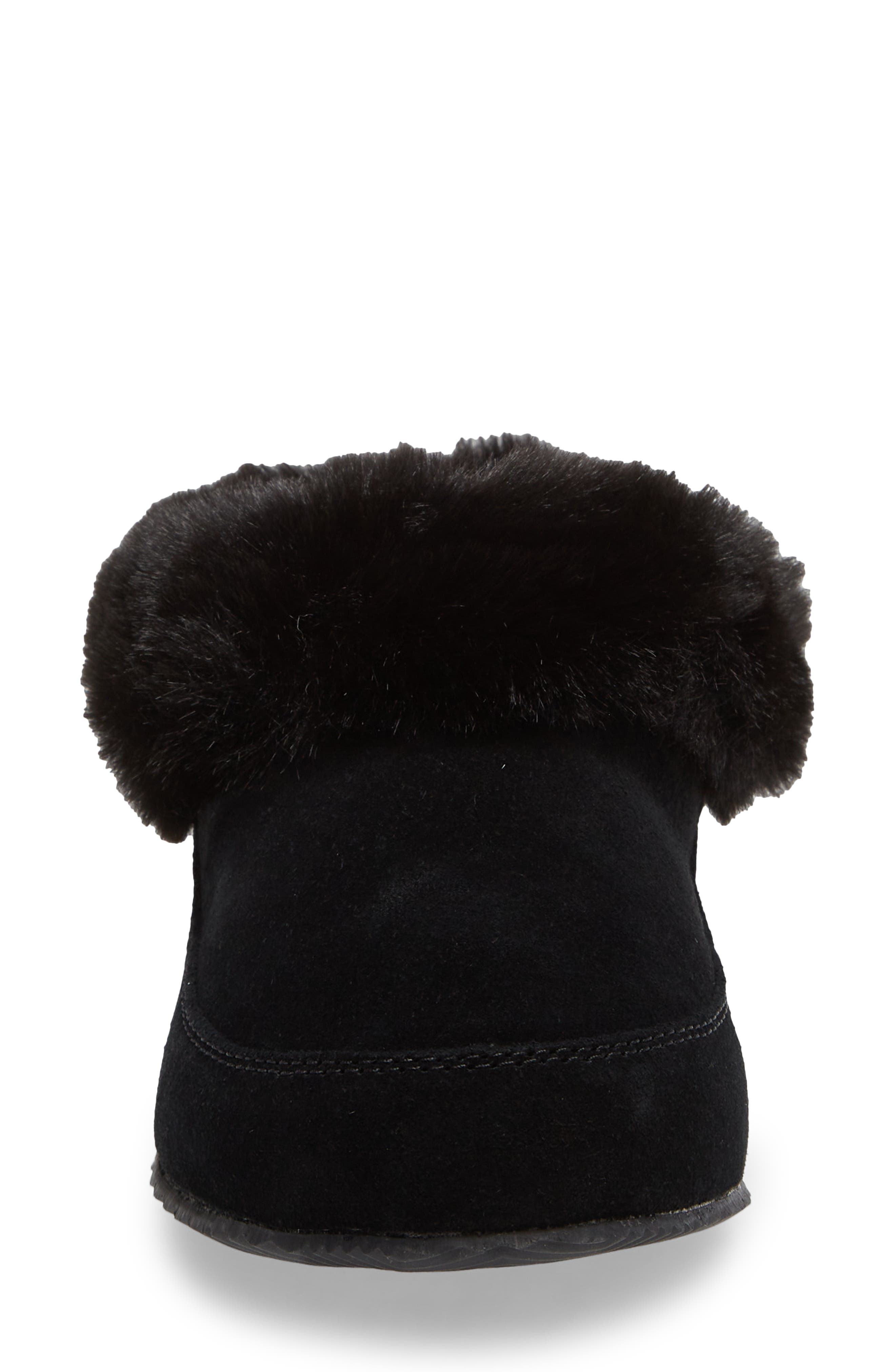 SOREL Go Coffee Run Faux Fur Slipper, Alternate, color, Black Sea Salt