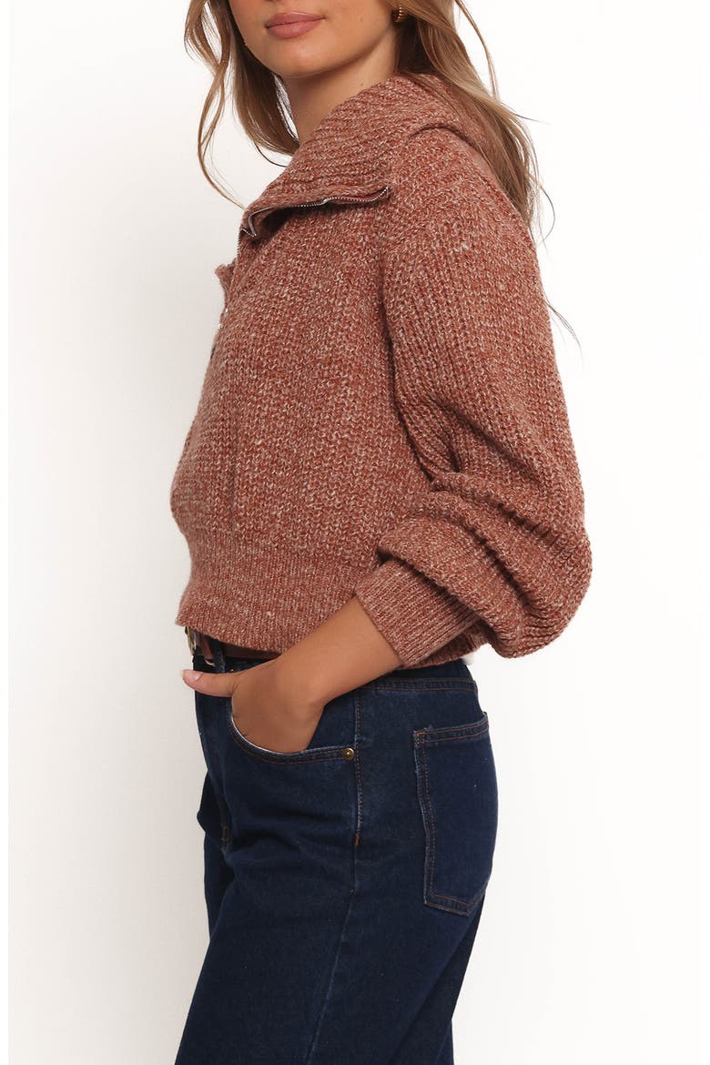 Hallow Marled Quarter Zip Sweater, Alternate, color, BROWN