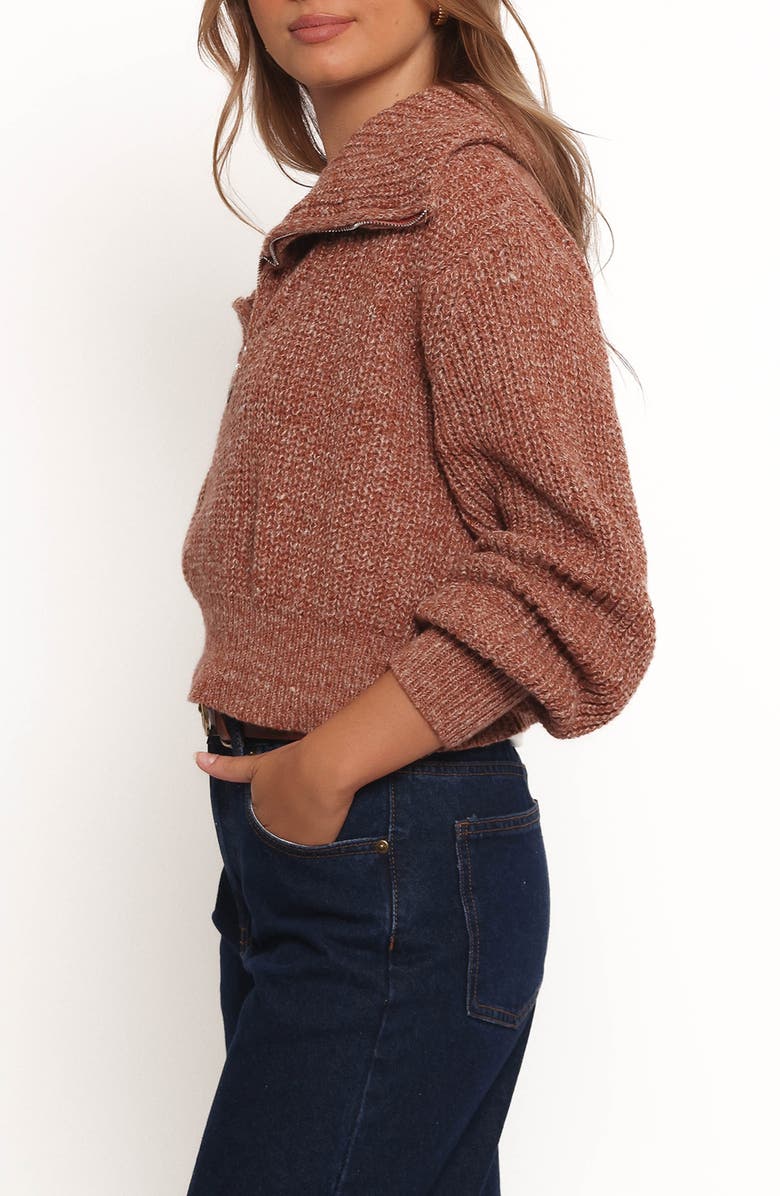 Petal & Pup Hallow Marled Quarter Zip Sweater, Alternate, color, Brown