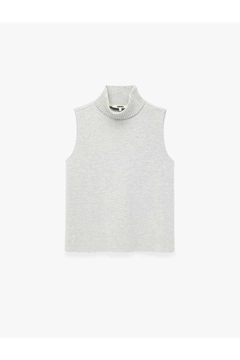 Sleeveless Ribbed Turtleneck Knit Top, Alternate, color, GREY