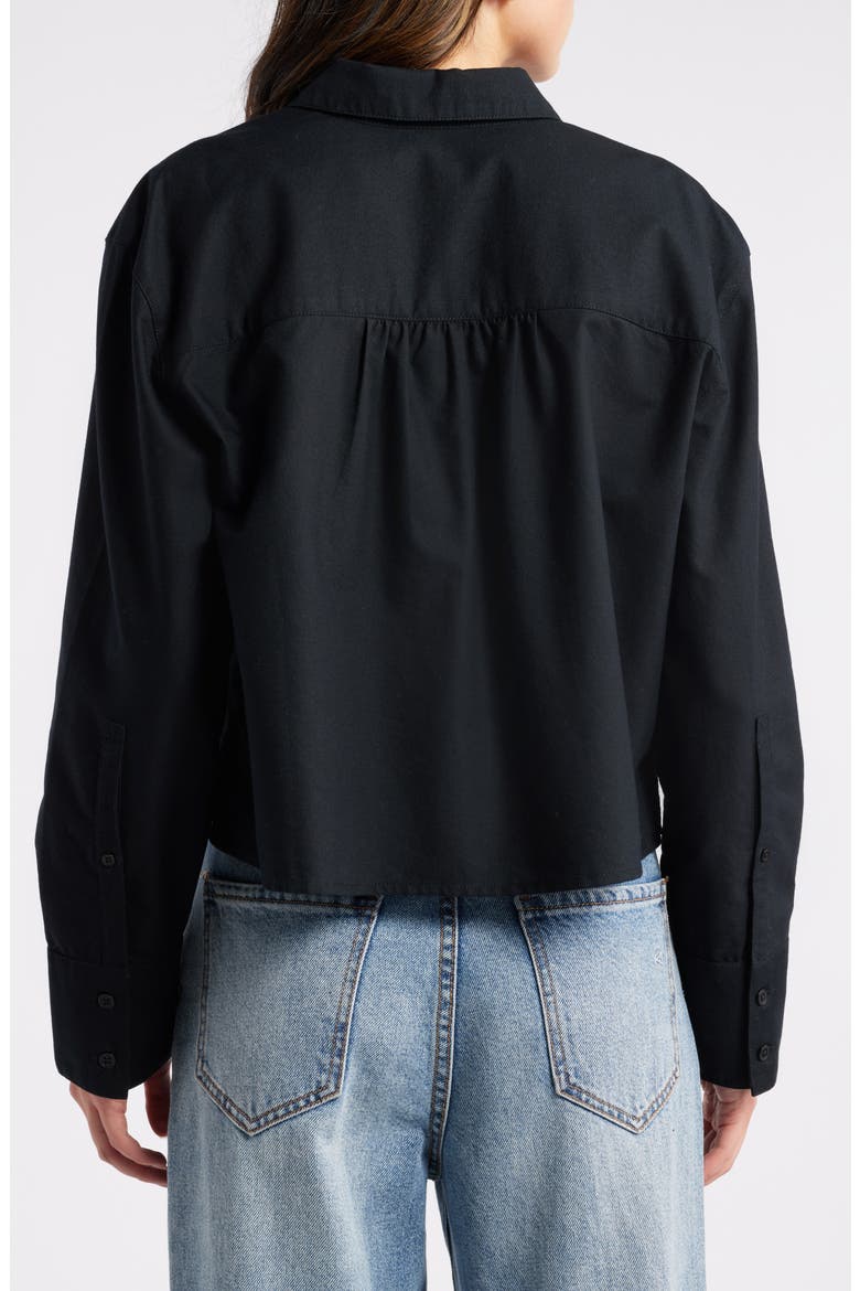 Boxy Oxford Button-Up Shirt, Alternate, color, BLACK