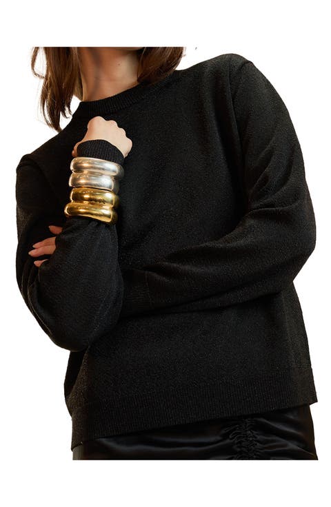 Metallic Knit Crewneck