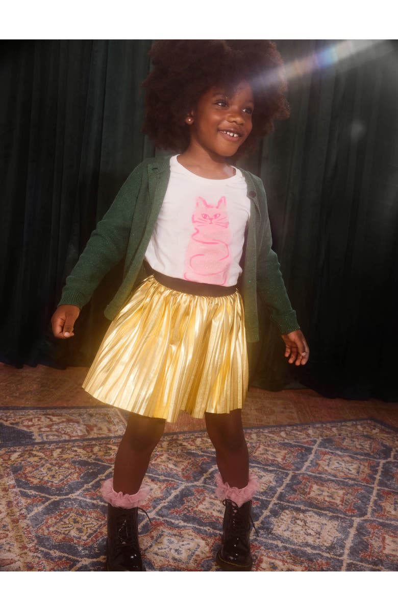 Tea Collection Pleated Metallic Twirl Skirt, Alternate, color, Metallic Gold