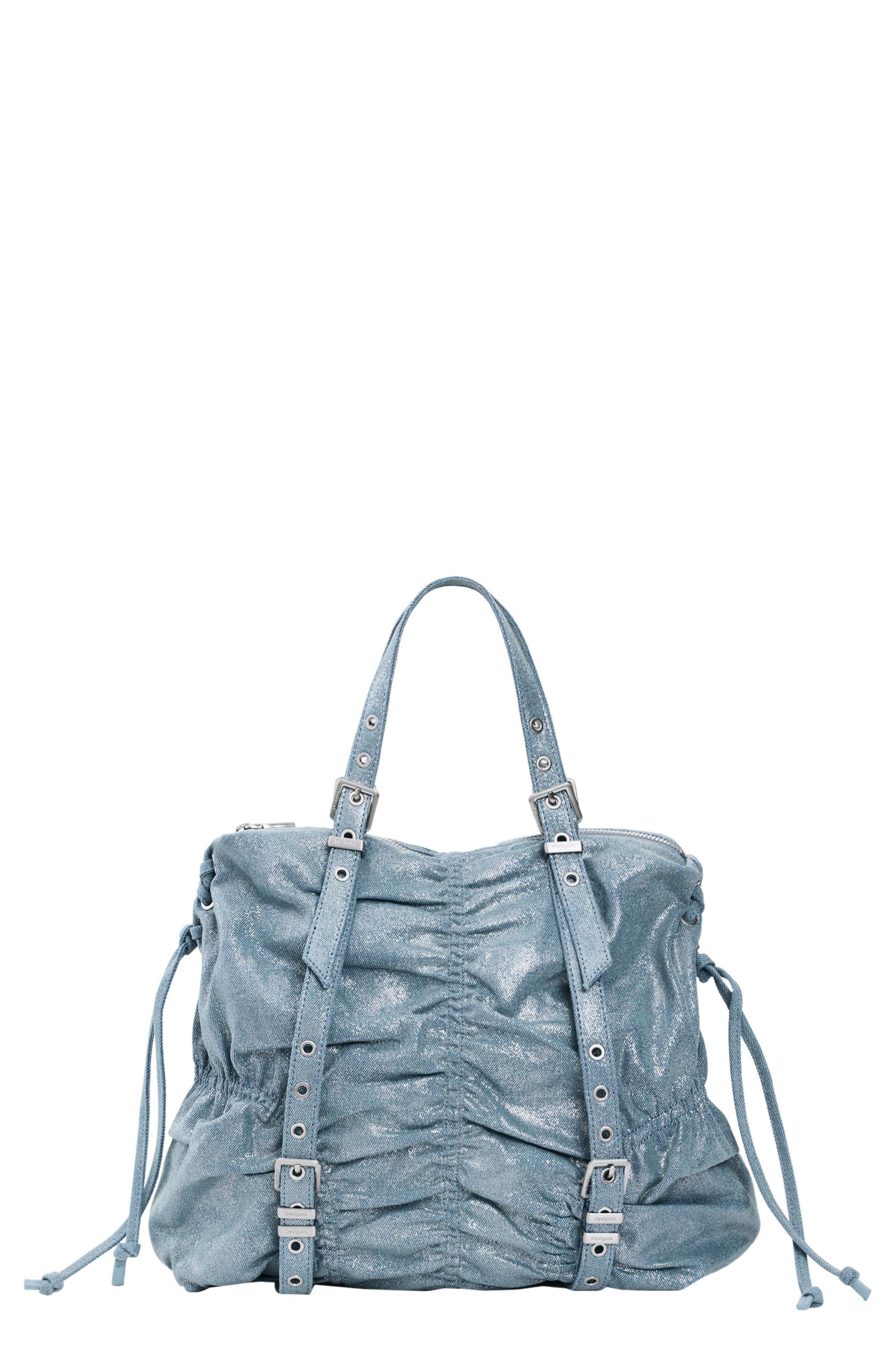 Desigual Medium Ruched Denim Backpack, Main, color, 